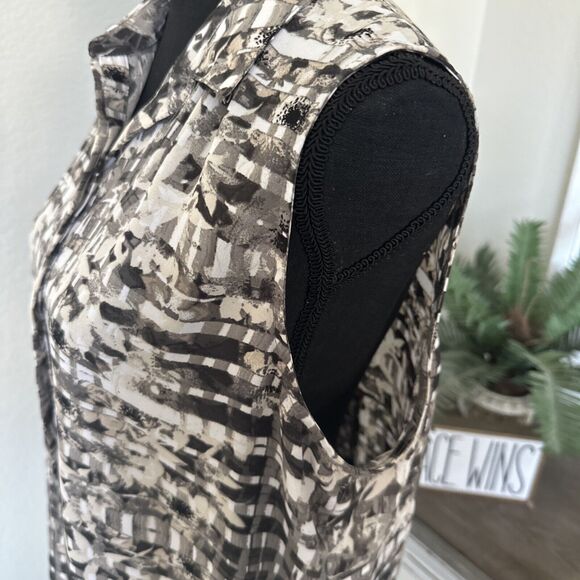 Apt. 9 Women's Blouse Size Large Sleeveless Button Up Collar Geometric Print Y2K - Picture 5 of 12
